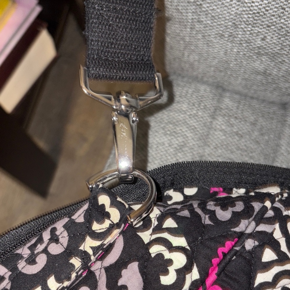 Vera Bradley Black and Purple Travel Duffel Bag with Crossbody and Handles - Picture 12 of 12